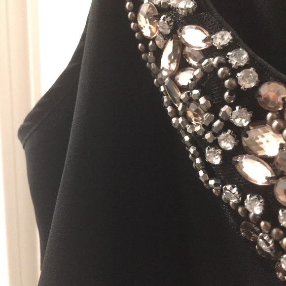 Embellished Black Ruffle Tank w/ Spaghetti Straps - Picture 2 of 4